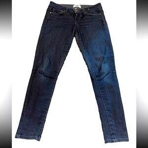 Paige Skyline Ankle Peg Jeans Womens 26 Low Rise Dark Blue Denim Made in USA